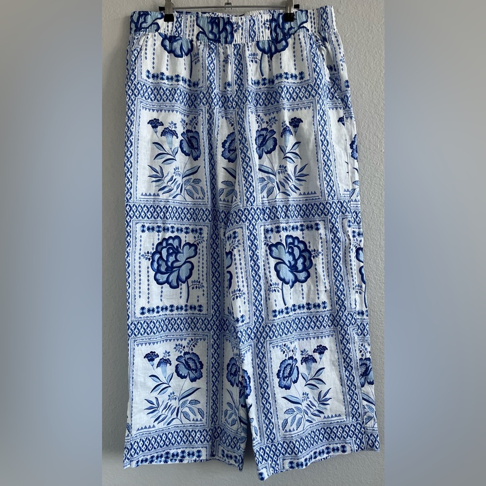 H by Halston Floral Linen Pants